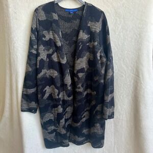 Apt. 9 Black Gray Camoflauge Open Cardigan Sweater Size Large